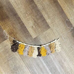 Boho Tassel Garland, Wood Bead & Stars